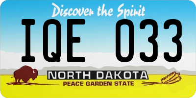 ND license plate IQE033