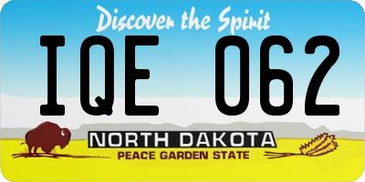 ND license plate IQE062
