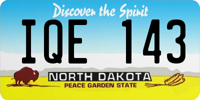 ND license plate IQE143