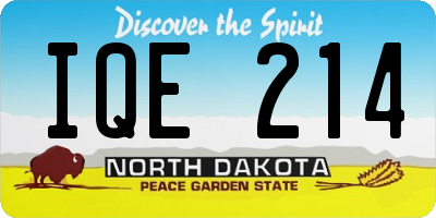 ND license plate IQE214