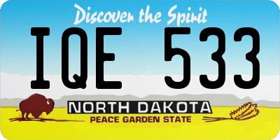 ND license plate IQE533