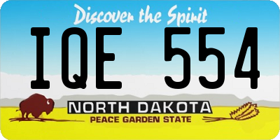 ND license plate IQE554
