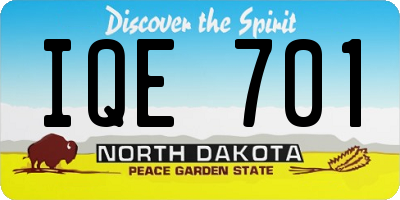 ND license plate IQE701