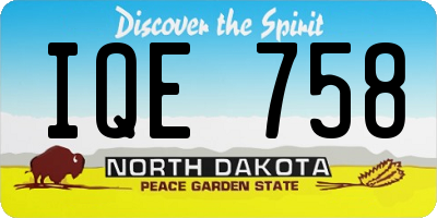 ND license plate IQE758