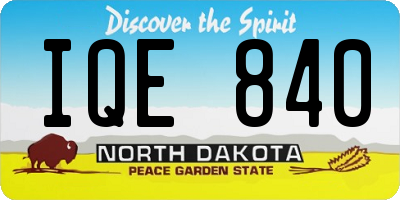 ND license plate IQE840