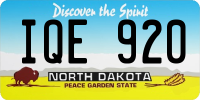 ND license plate IQE920
