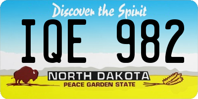 ND license plate IQE982