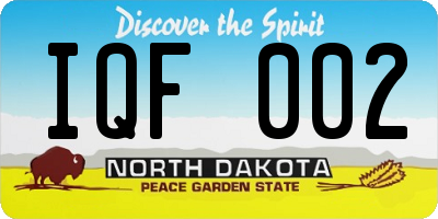 ND license plate IQF002