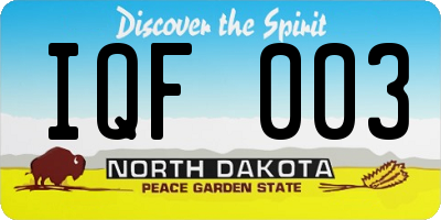 ND license plate IQF003