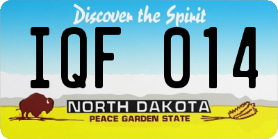 ND license plate IQF014