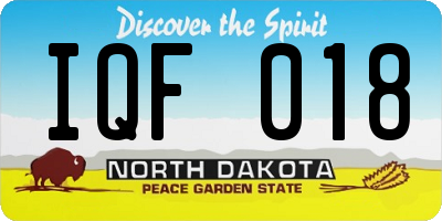ND license plate IQF018