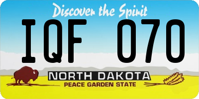 ND license plate IQF070