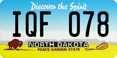 ND license plate IQF078