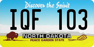 ND license plate IQF103