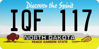 ND license plate IQF117