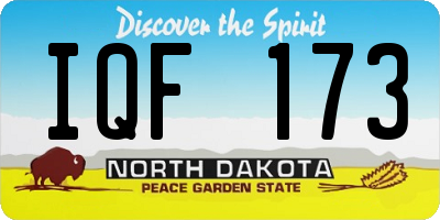 ND license plate IQF173