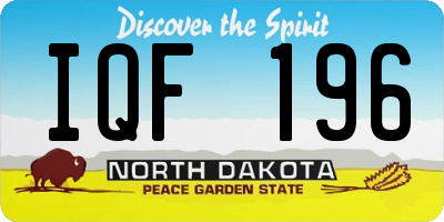 ND license plate IQF196