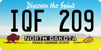 ND license plate IQF209