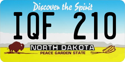 ND license plate IQF210