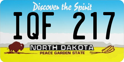 ND license plate IQF217