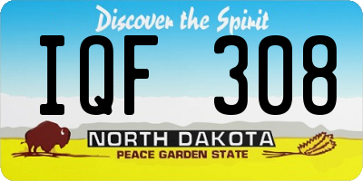ND license plate IQF308