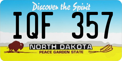 ND license plate IQF357