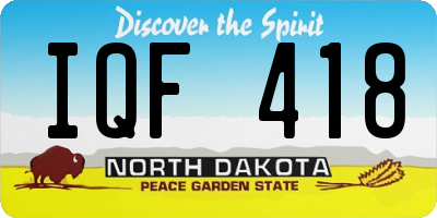 ND license plate IQF418
