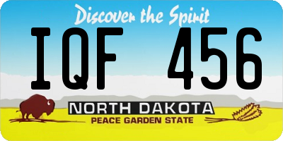 ND license plate IQF456