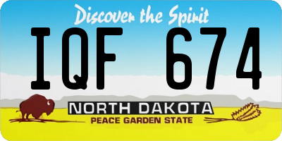 ND license plate IQF674