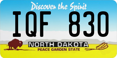 ND license plate IQF830