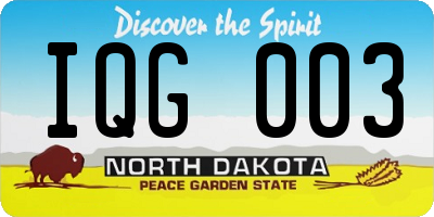 ND license plate IQG003