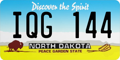 ND license plate IQG144
