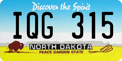 ND license plate IQG315
