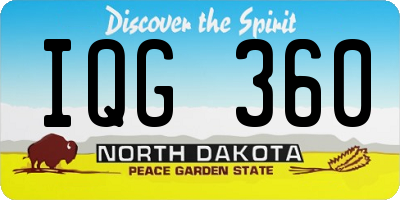 ND license plate IQG360