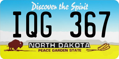 ND license plate IQG367