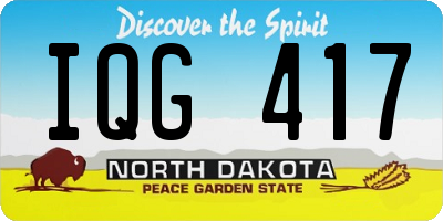 ND license plate IQG417