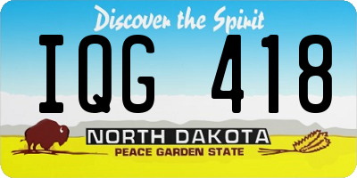 ND license plate IQG418