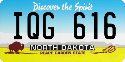 ND license plate IQG616