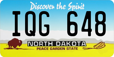 ND license plate IQG648
