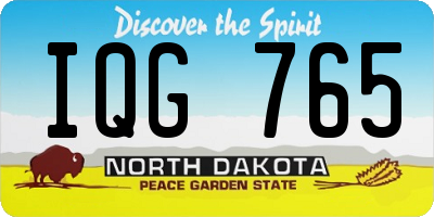 ND license plate IQG765