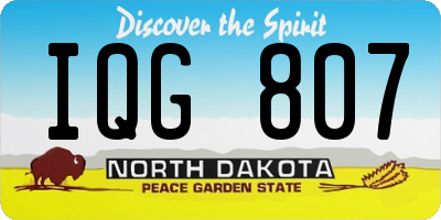ND license plate IQG807