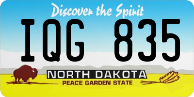 ND license plate IQG835
