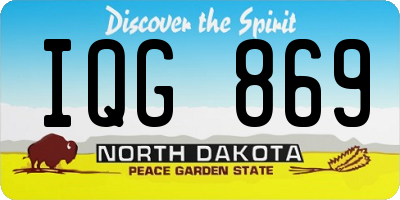 ND license plate IQG869