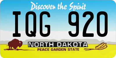 ND license plate IQG920