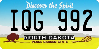 ND license plate IQG992
