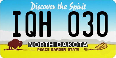 ND license plate IQH030