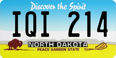 ND license plate IQI214