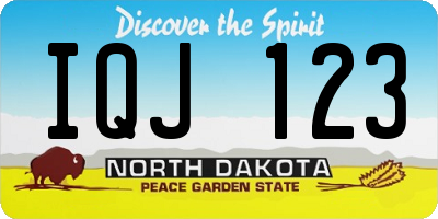 ND license plate IQJ123
