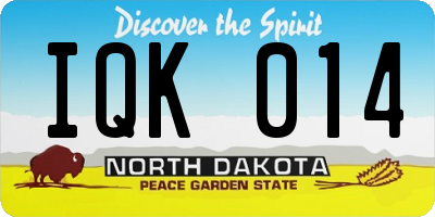 ND license plate IQK014