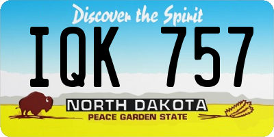 ND license plate IQK757